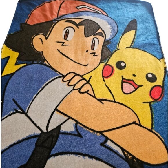 Pokemon Fleece Throw 40"x50" Soft & Warm, Ash, Pikachu - Picture 2 of 7